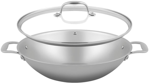 Sola Wokpan met deksel Green Cooking+ Triply RVS ø 32 cm - geschikt voor alle warmtebronnen - zonder anti-aanbaklaag