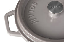 Sola Braadpan met deksel Gietijzer - Grijs - ø 28 cm / 5 Liter - geëmailleerde anti-aanbaklaag