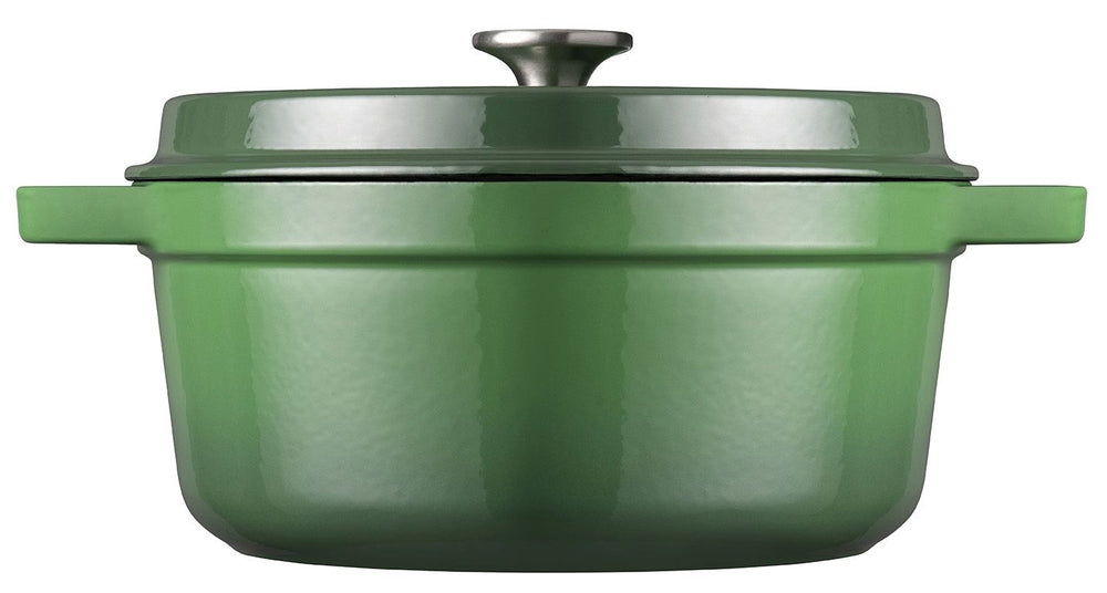 Sola Braadpan met deksel Gietijzer - Groen - ø 24 cm / 3.2 Liter - geëmailleerde anti-aanbaklaag