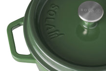 Sola Braadpan met deksel Gietijzer - Groen - ø 24 cm / 3.2 Liter - geëmailleerde anti-aanbaklaag