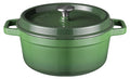 Sola Braadpan met deksel Gietijzer - Groen - ø 24 cm / 3.2 Liter - geëmailleerde anti-aanbaklaag