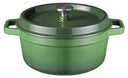 Sola Braadpan met deksel Gietijzer - Groen - ø 24 cm / 3.2 Liter - geëmailleerde anti-aanbaklaag