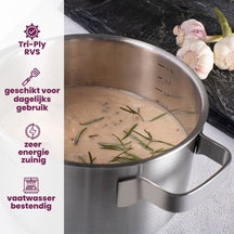 Sola Kookpan / Soeppan met deksel Ruby - Triply RVS ø 24 cm / 5.5 liter - geschikt voor alle warmtebronnen