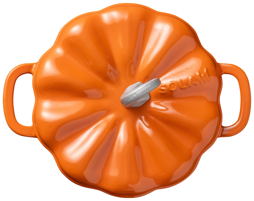 Sola Braadpan Pompoen Oranje - Gietijzer - ø 24 cm / 2,8 Liter - geëmailleerde anti-aanbaklaag