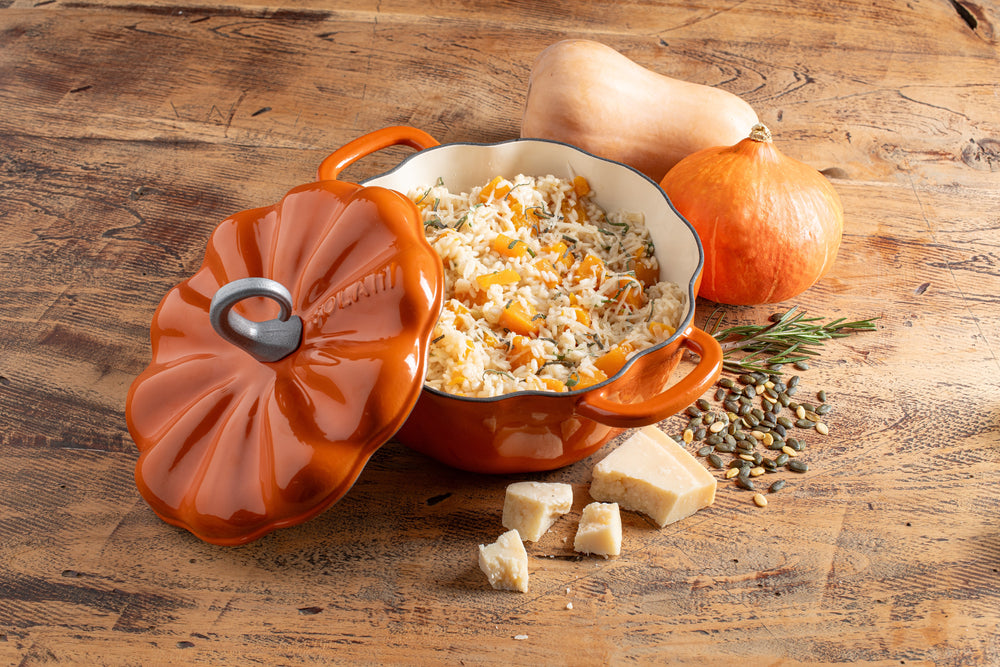 Sola Braadpan Pompoen Oranje - Gietijzer - ø 24 cm / 2,8 Liter - geëmailleerde anti-aanbaklaag