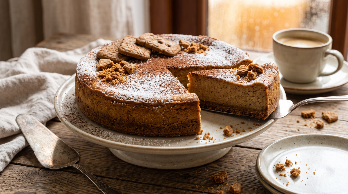 De warme smaken van speculaas in een romige, moderne cheesecake