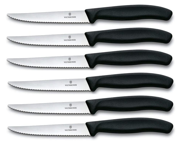 Victorinox Steakmessen Gekarteld Swiss Classic Zwart - 6 stuks