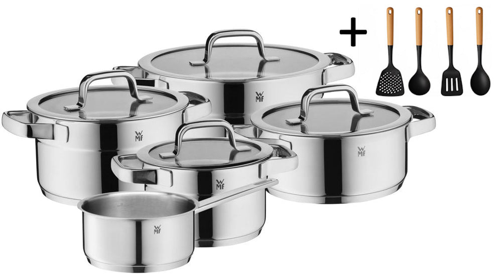 WMF Pannenset Compact Cuisine 5-Delig Inclusief GRATIS Cookinglife Kookgerei set - Kookpan ø 16, 16, 20 en 20 cm en Steelpan ø 14 cm