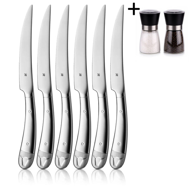 WMF Steakmessen 6-delig - Inclusief GRATIS Cookinglife Peper- en Zoutmolenset