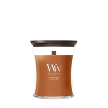 WoodWick Geurkaars Medium Saffron Smoke - 11 cm / ø 10 cm - Geurkaars in Glas - Houten Lont