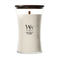 WoodWick Geurkaars Large Tonka & Almond Milk - 18 cm / ø 10 cm - Geurkaars in Glas - Houten Lont