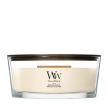 WoodWick Geurkaars Ellipse Vanilla & Sea Salt - 9 cm / 19 cm - Geurkaars in Glas - Houten Lont