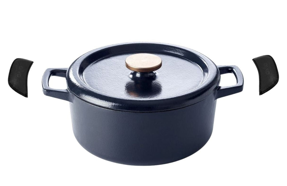 Alva Braadpan met deksel - Dutch Oven Nori Gietijzer ø 26 cm + Gratis handvaten - geëmailleerde anti-aanbaklaag