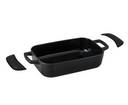 Alva Ovenschaal / Braadslede Gietijzer Nori + Gratis Leren Handvaten - 30 x 21 x 8.2 cm - geëmailleerde anti-aanbaklaag