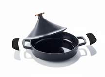 Alva Tajine Nori Inductie ø 28 cm / 3 liter + Gratis Leren Handvaten - geëmailleerde anti-aanbaklaag - geschikt voor alle warmtebronnen