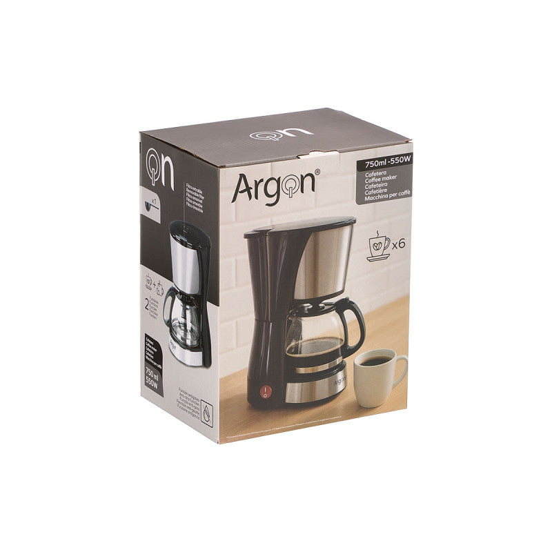 Argon Filter-koffiezetapparaat met Glazen Kan - 6 Koppen - 750 ml