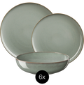 ASA Selection Serviesset Saisons - Eucalyptus 18 delig / 6 personen - 6 dinerborden, 6 kommen en 6 ontbijtborden