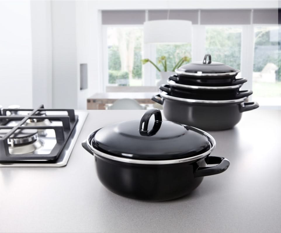 BK Braadpan Fortalit Emaille Zwart ø 26 cm / 3 Liter - sfeerbeeld 4