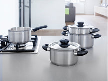 BK Pannenset Karaat+ RVS 5-delig - Kookpan ø 16, 18 & 20 cm, Steelpan ø 16 cm & Soeppan ø 24 cm - sfeerbeeld 1