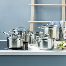 BK Pannenset Twist RVS 4-delig - Kookpan ø 16, 18 & 20 cm & Steelpan ø 16 cm - sfeerbeeld 1
