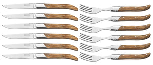 Blackwell Steakbestek Laguiole - Steakmessen & Steakvorken - Olijfhout - 12 Stuks