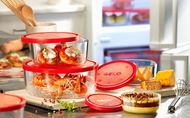Bormioli Rocco Glazen Vershoudbakjes Frigoverre - Rood 3 Stuks