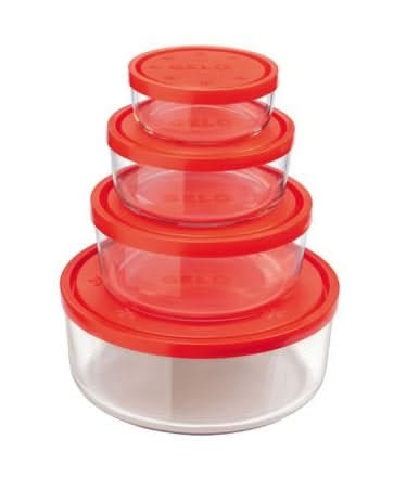 Bormioli Rocco Glazen Vershoudbakjes Frigoverre - Rood 4 Stuks