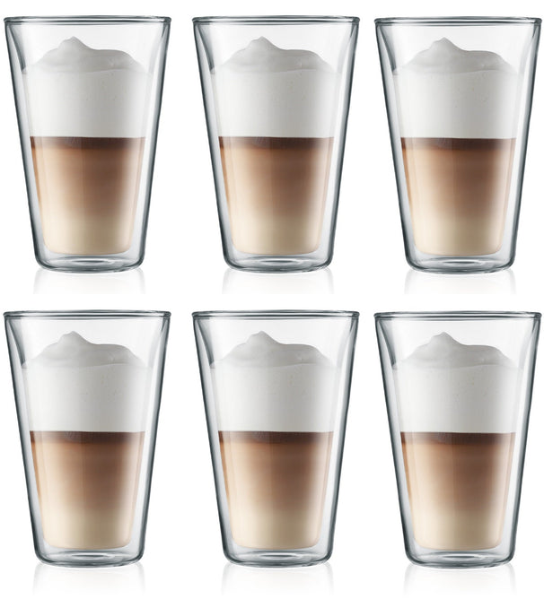 Bodum Dubbelwandige latte macchiato glazen Canteen - gepatenteerd ventiel - 400 ml - 6 stuks