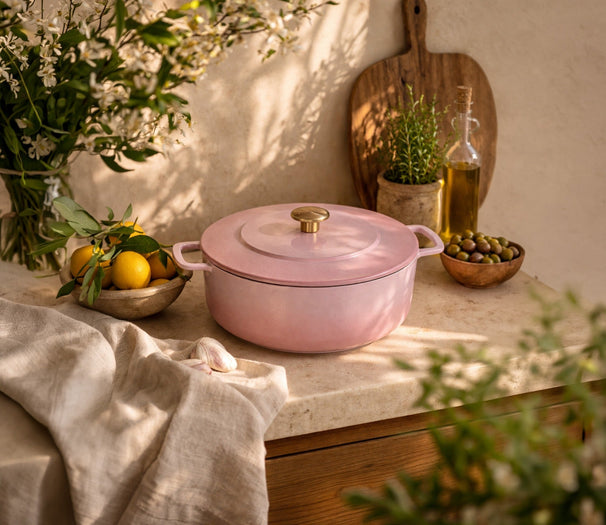 Combekk Braadpannenset Gietijzer Pink 2-delig - ø 24 & 28 cm - geëmailleerde anti-aanbaklaag