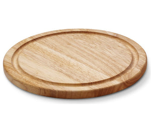 Continenta Houten Pizzaplank / Serveerplank met Sapgeul - Rubberhout - ø 30 cm