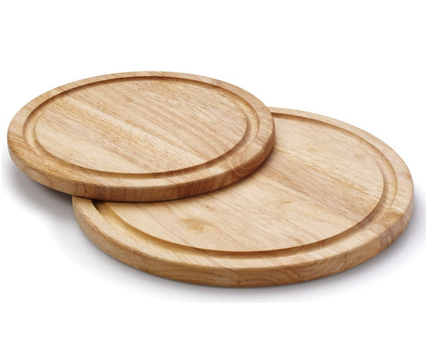 Continenta Houten Pizzaplank / Serveerplank met Sapgeul - Rubberhout - ø 30 cm