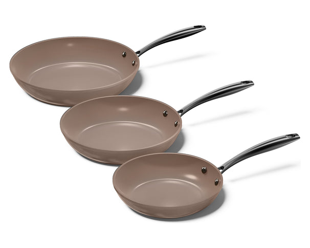 CP Koekenpannenset Taupe of Mind 3-delig - ø 20, 24 & 28 cm - keramische anti-aanbaklaag