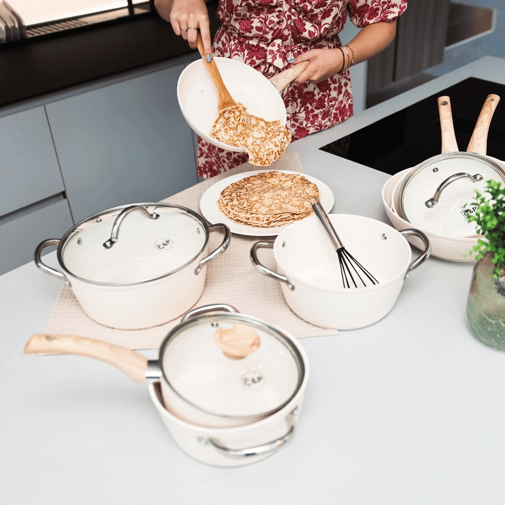 Cook & Pan Pannenset Go Ivory Crème 9-delig - sfeerbeeld 1