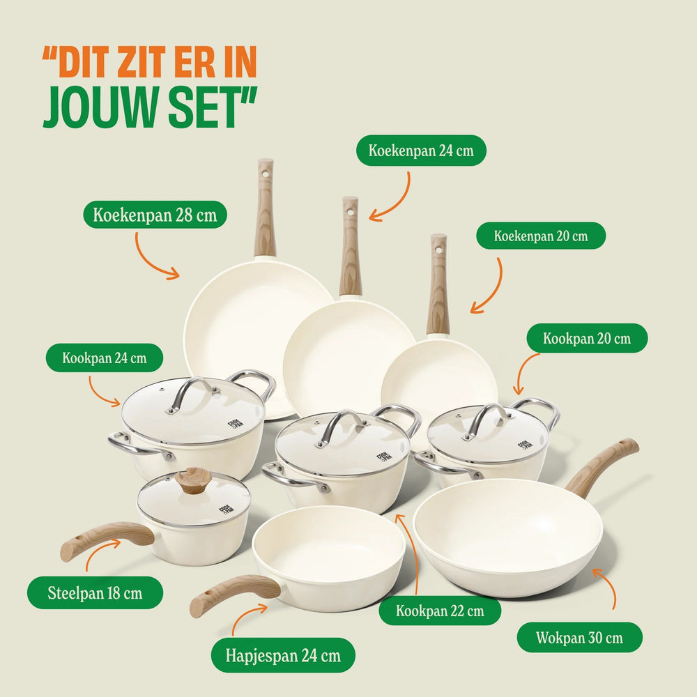 Cook & Pan Pannenset Go Ivory Crème 9-delig - inhoud set