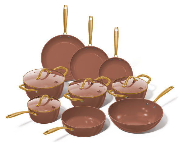 CP Pannenset Sienna 9-delig - keramische anti-aanbaklaag