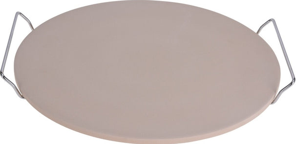 Cookinglife Pizzasteen met houder Fire & Flavour ø 33 cm -  Hittebestendig Steen - BBQ en Oven Gebruik