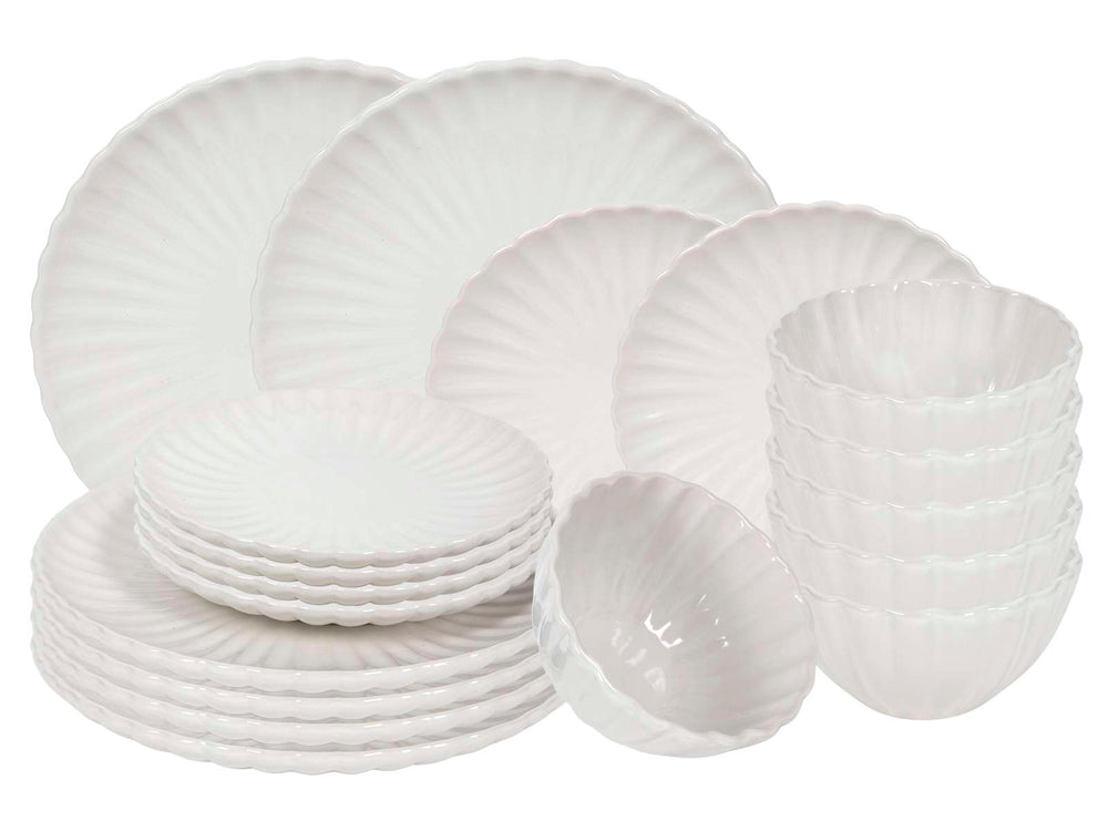 Cookinglife Serviesset Cardida Off White 18-delig / 6 personen - 6 dinerborden, 6 ontbijtborden en 6 kommen