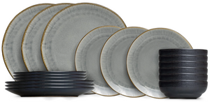 Cookinglife Serviesset Nola Warm Grey 18-delig / 6 personen - 6 dinerborden, 6 ontbijtborden en 6 kommen