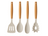 Cookinglife Keukengerei set - Kookgerei set - hout beige 4 delig - Bakspaan, opscheplepel, saladelepel & spaghettilepel