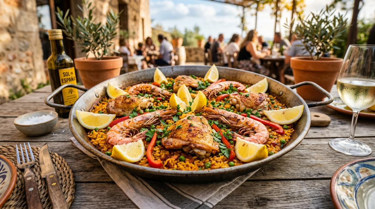 Zonnige smaken op tafel, recht uit de pan
