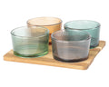 Cosy & Trendy Borrelplank met Glazen Schaaltjes Soluna 5-delig - Acaciahout - 20 x 20 cm