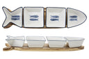 Cosy & Trendy Borrelplank met Schaaltjes Branzino 5-delig - Wit & Blauw - 37 x 9.5 cm
