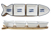 Cosy & Trendy Borrelplank met Schaaltjes Branzino 5-delig - Wit & Blauw - 37 x 9.5 cm