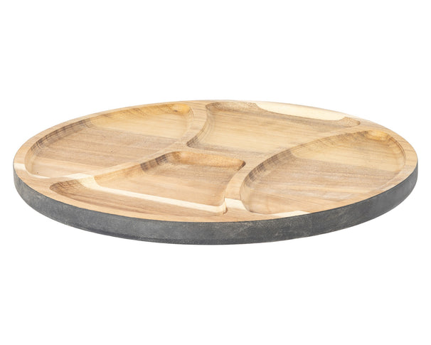 Cosy & Trendy Houten Serveerplank / Borrelplank met 4 Vakken - Acaciahout - ø 29.5 cm