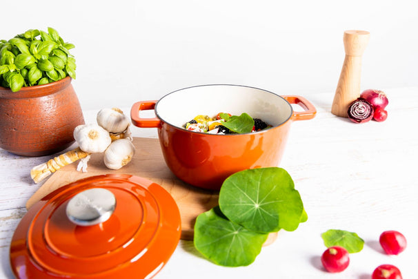Cosy & Trendy Braadpan met deksel Fontestic Gietijzer Roest Ø 20 cm / 2.7 Liter - geëmailleerde anti-aanbaklaag