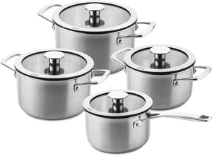 DUCQ Pannenset 4-Delig - Downdraft Geschikt - Kookpan ø 16, 18, 20 cm & Steelpan ø 16 cm + Deksels