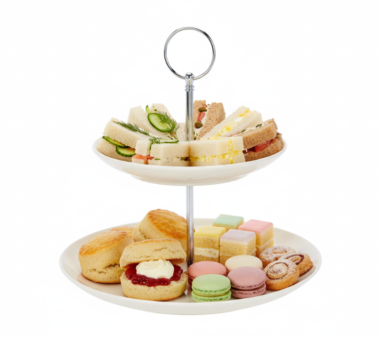 Cookinglife Etagère Porselein 2-laags ø 17 & 21 cm - Serveertoren voor Hapjes en Desserts