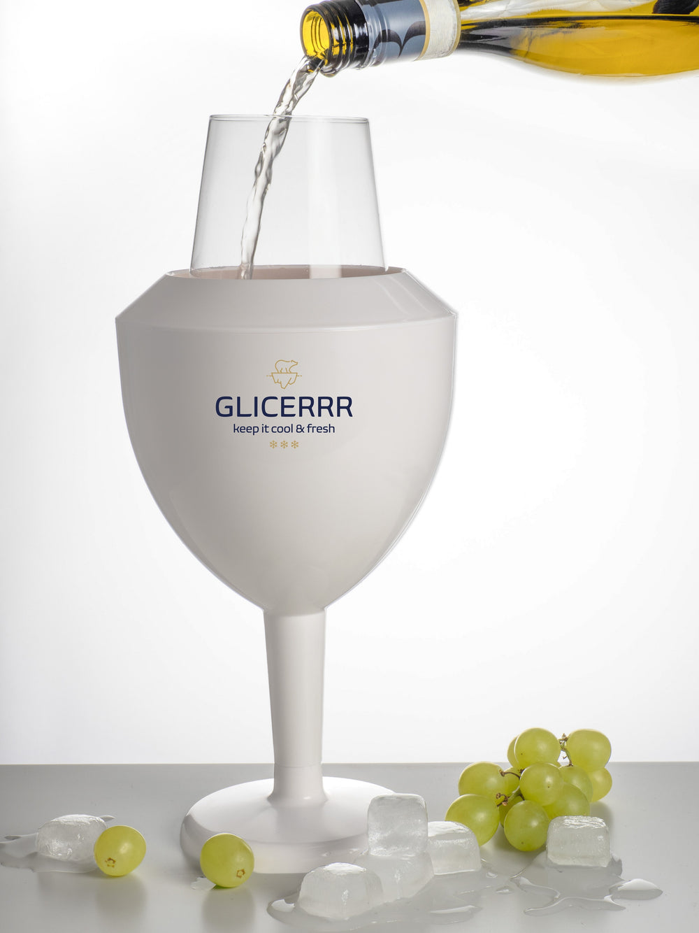 GLICERRR Wijnglas koeler en houder set + glas