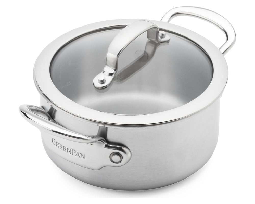 GreenPan Kookpan met deksel Première 5PLY RVS ø 16 cm / 1.58 Liter