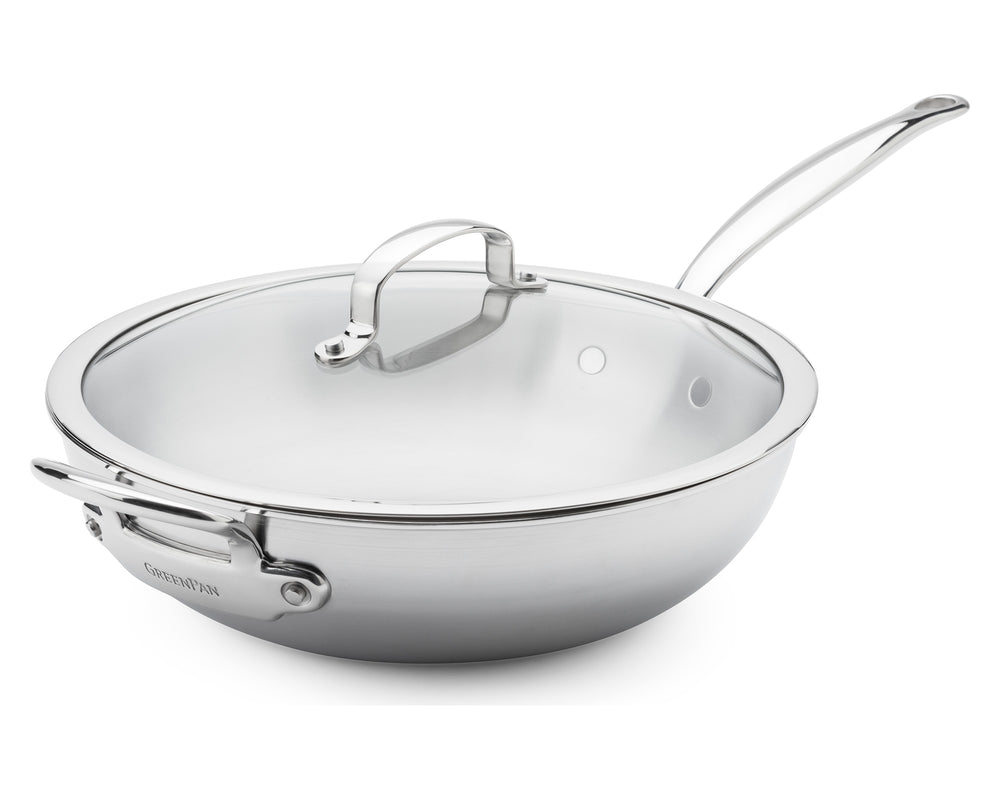 GreenPan Wokpan met deksel Première 5PLY RVS ø 30 cm / 4.74 Liter